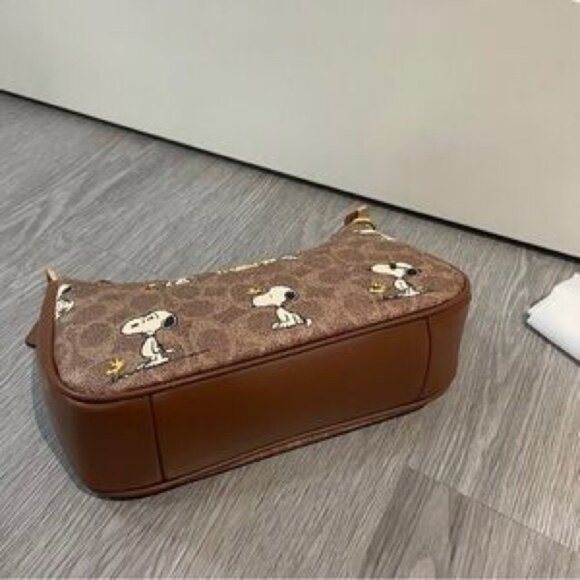 Coach Tan Snoopy Print Shoulder Bag - Picture 7 of 8